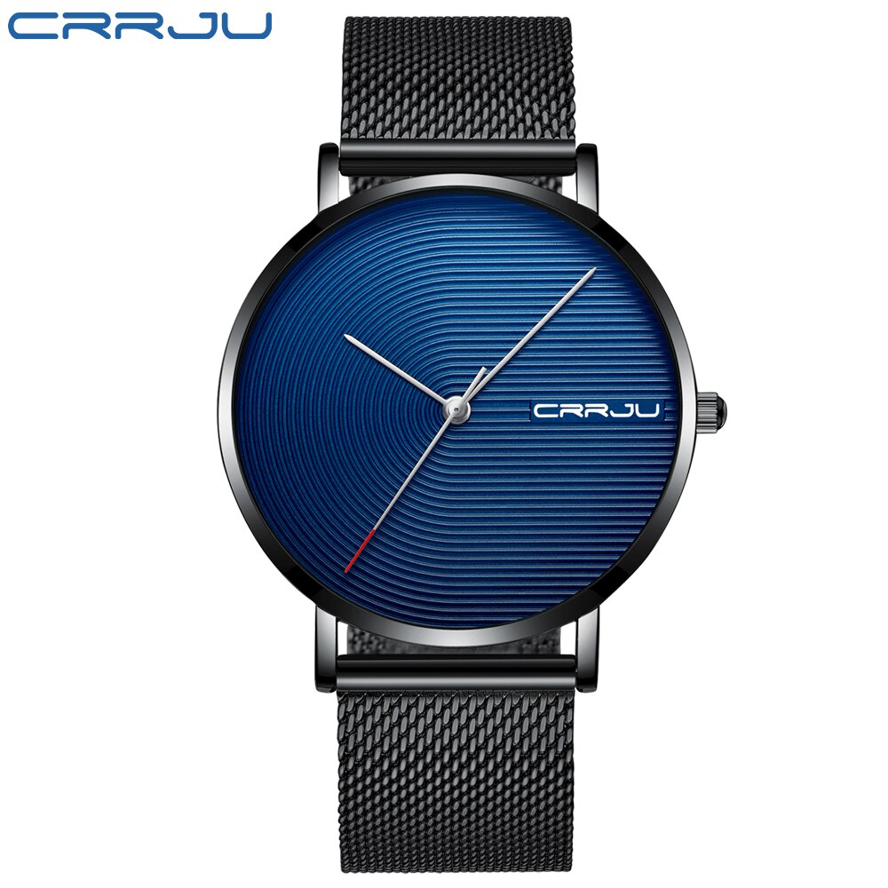 Mannen Horloges Heren Quartz Horloges Mannelijke Klok Crrju Top Brand Luxe Relogio Masculino Horloges Meski Voor Sport: Black Blue