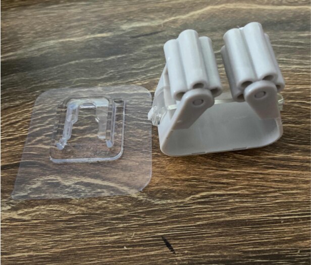 Zelfklevende Mop Haken Organizer Holder Bezem Hanger Thuis Opslag Rack Keuken Muur Deur Opknoping Pijp Haak Badkamer Accessoires: 1pc grey