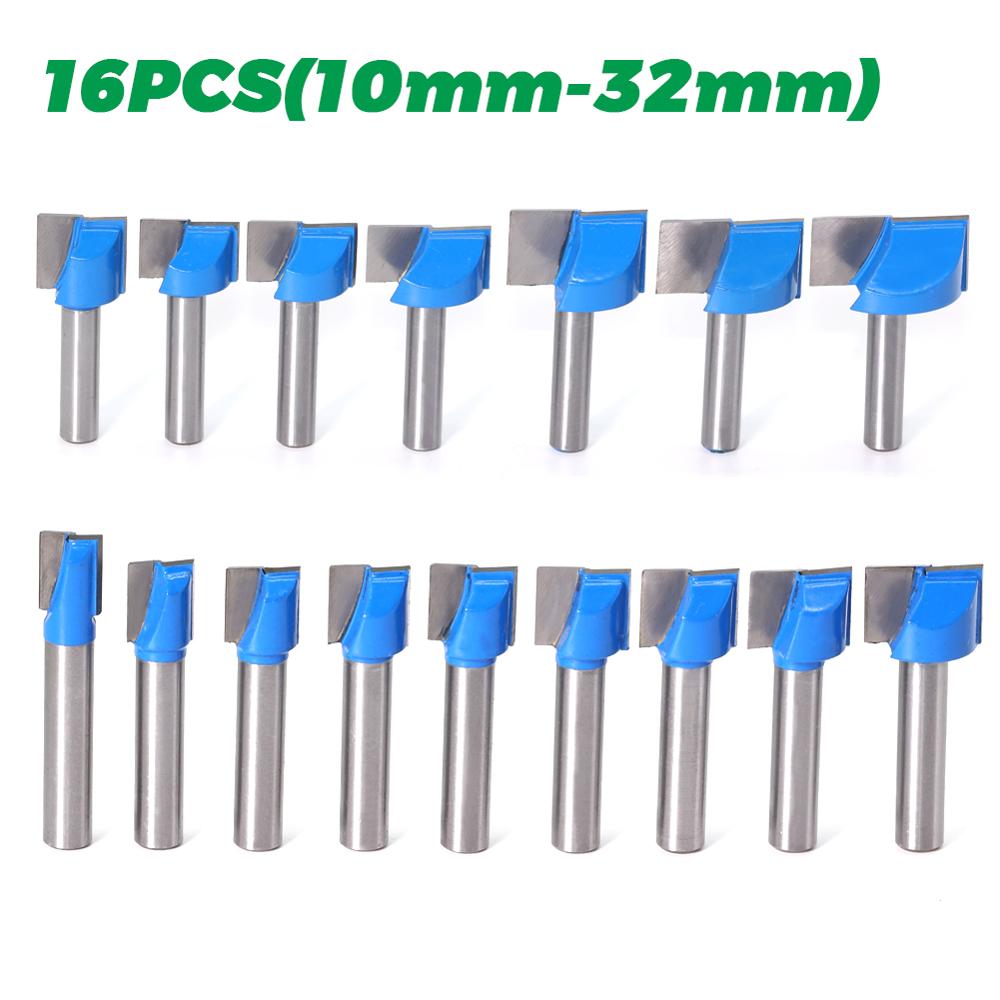 Jgzui 1 Pc 8 Mm Reinigen Bodem Graveren Bit Vhm Router Bit Houtbewerking Gereedschap Cnc Frees Endmill Voor hout: 16PCS