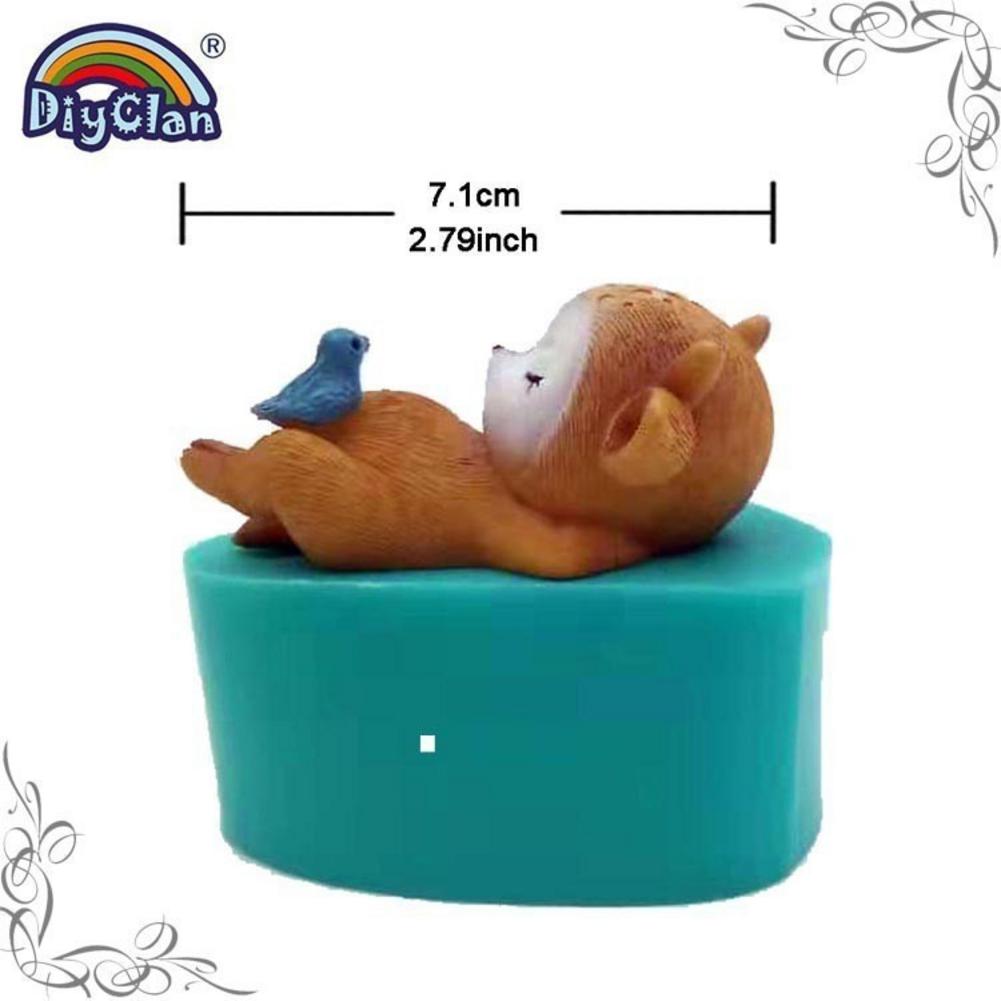 Moule à gâteau Sika cerf 3D en Silicone, série animaux, moule à gâteau Fondant, ciment d'argile, chocolat, outils de décoration: B