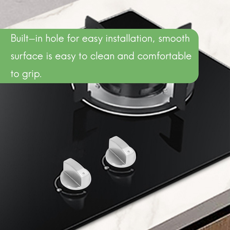 4 Pieces Stoves Cooker Knobs,Oven Knob,6mm Universal Silver Gas Stove Control Knobs Adaptors Oven Rotary Switch Cooking Surface