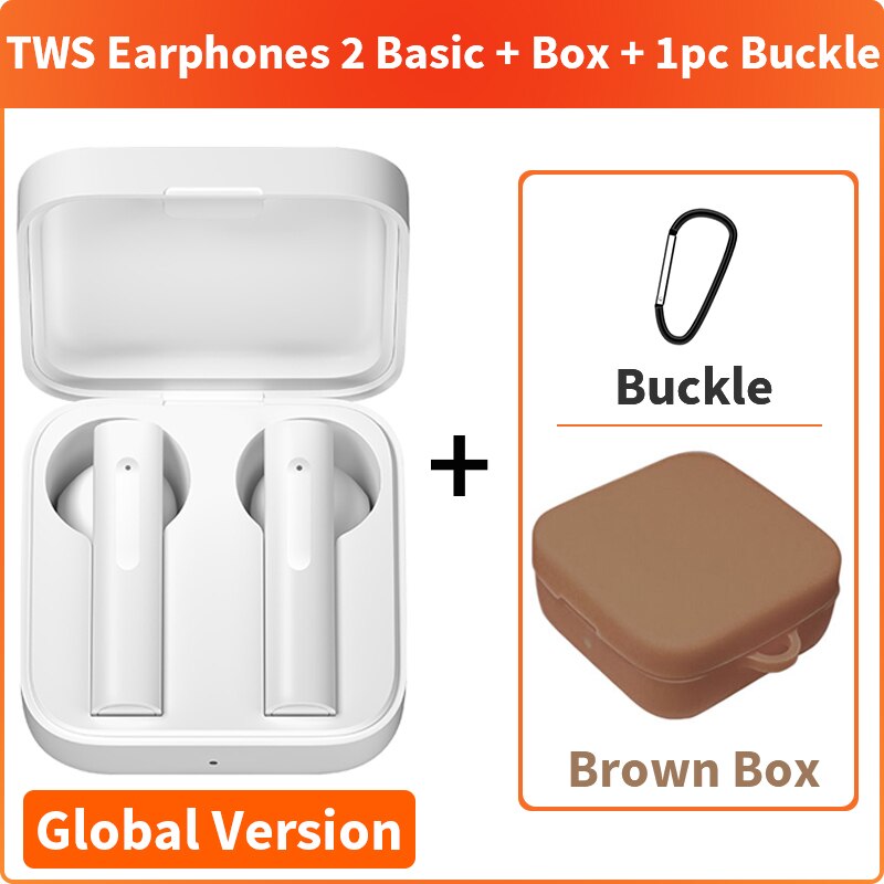 Écouteurs Bluetooth sans fil d'origine Xiaomi Air 2 SE écouteurs Air2 SE TWS Mi Ture SBC/AAC contrôle tactile: GV Add Brown Case