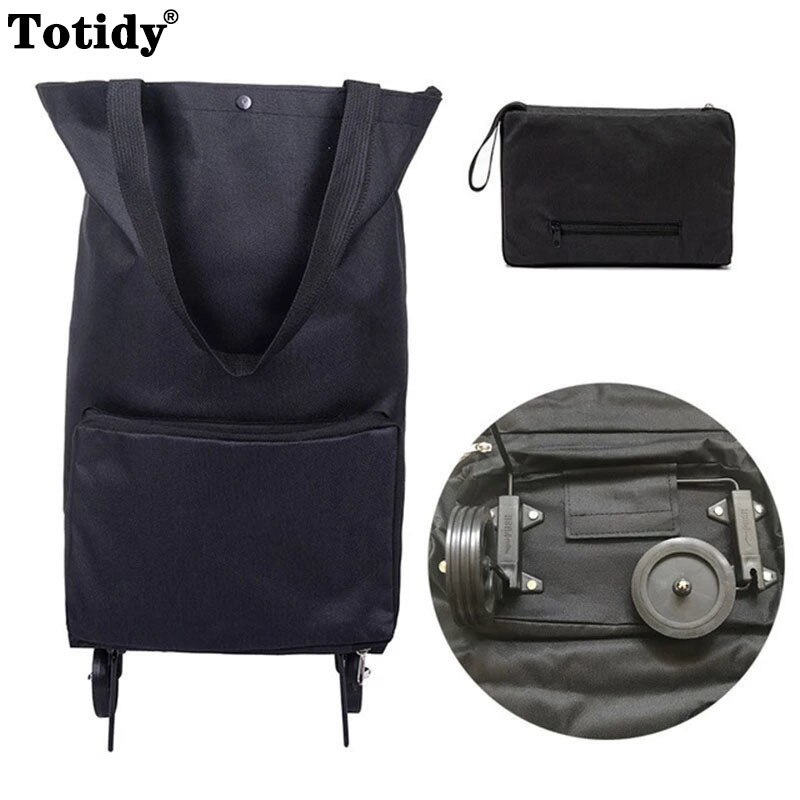 Folding Shopping Bag On Wheels Bag Food Shopping Organizer Trolley Bag Fruit Vegetables Shopping Cart Organizer Portable Bag