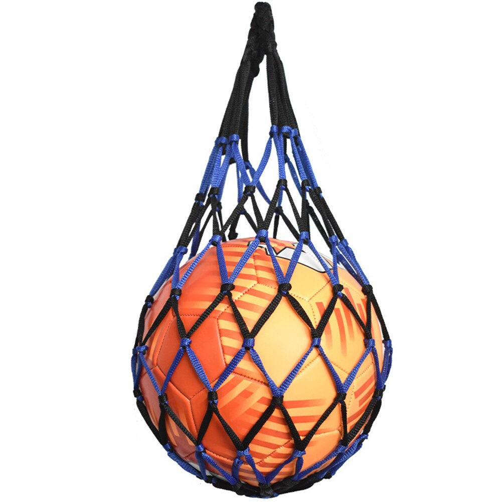 Football Net Bag Nylon Bold Storage Bag Single Ball Carry Portable Equipment Outdoor Sports Soccer Basketball Volleyball Bag: black  blue 65cm