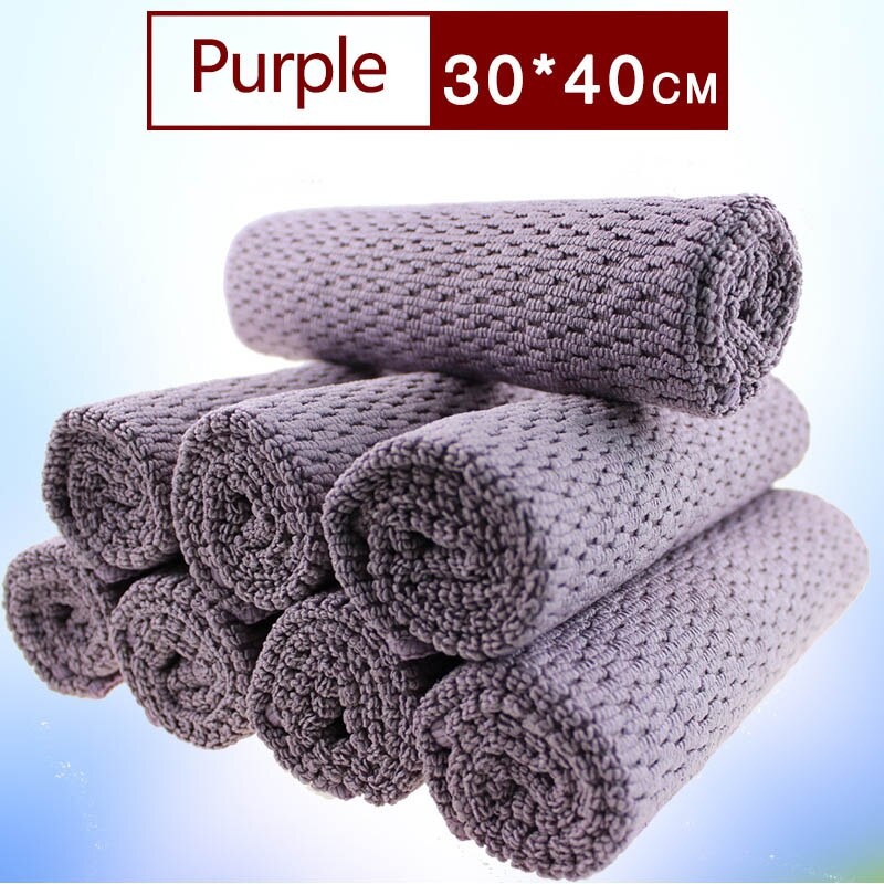 Kitchen Towel Super Absorbent Cleaning Cloth Easy Cleaning Wipes Table Window Tool Portable Microfibre Thicker Dishcloth 30*40cm: purple S