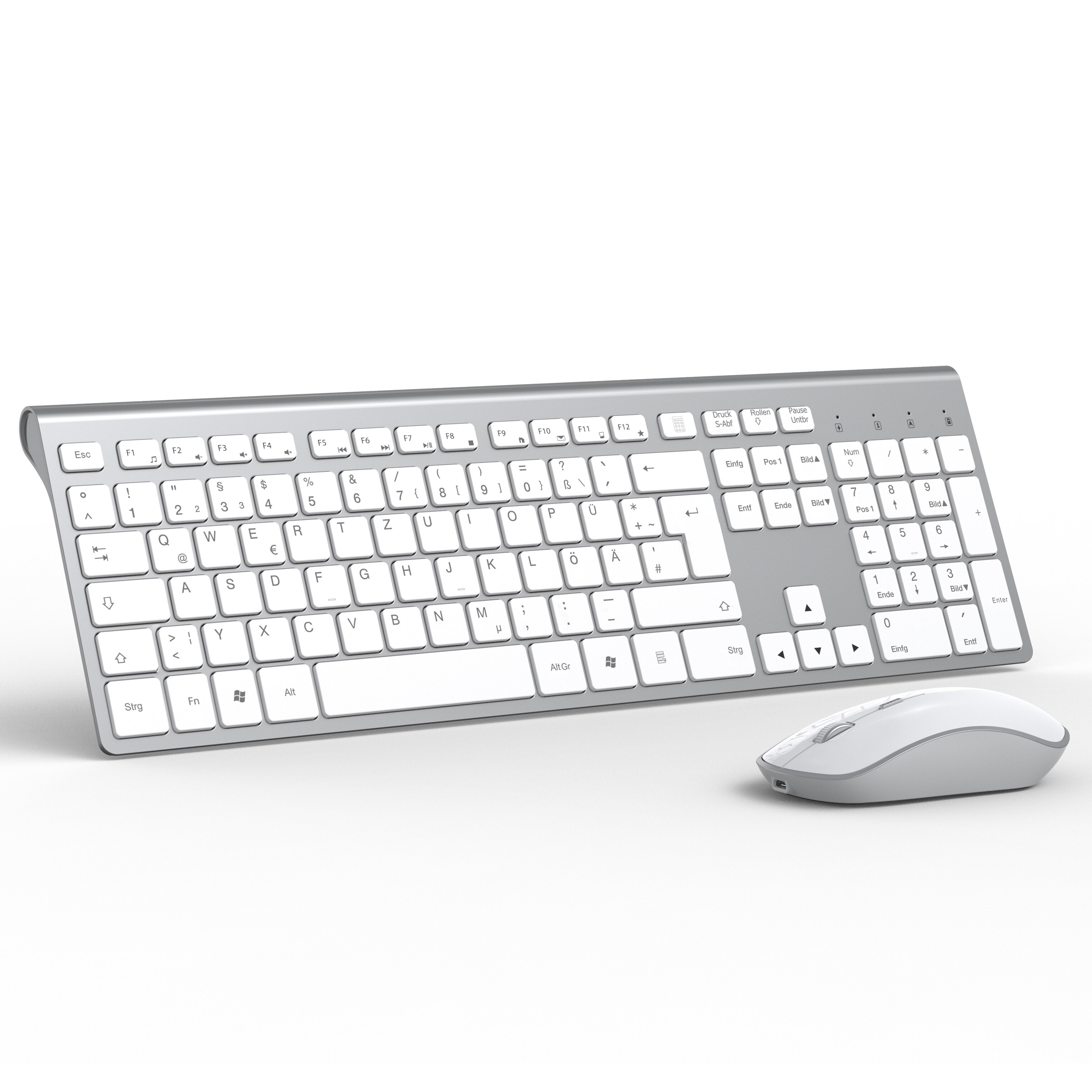 JOYACCESS 106 Keycaps 2.4GHz Wireless Keyboard and Mouse French/German/English/Italian/Spanish Rechargeable Keyboard Mouse Combo: German layout