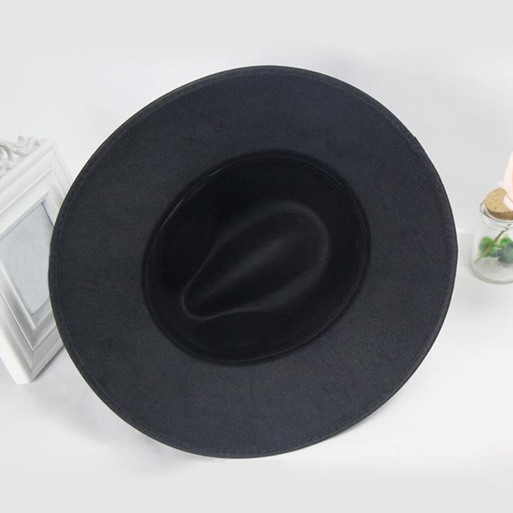 Ala ancha mujer otoño gorra de sombrero Jazz sombrero de fieltro invernal para sombrero de lana de mujer de mujer sombrero negro