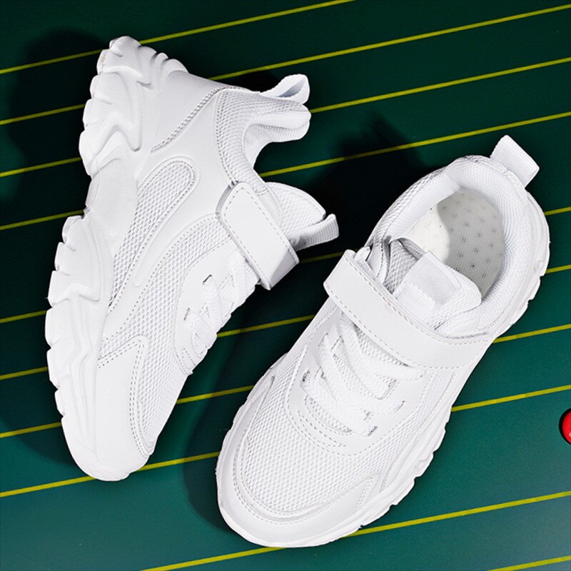 ULKNN freundlicher Weichen sohlen Leder Schuhe Gittergewebe Sport Schuhe Jungen Atmungsaktive rutscht Studenten draussen-Sport Mädchen Weiß eva
