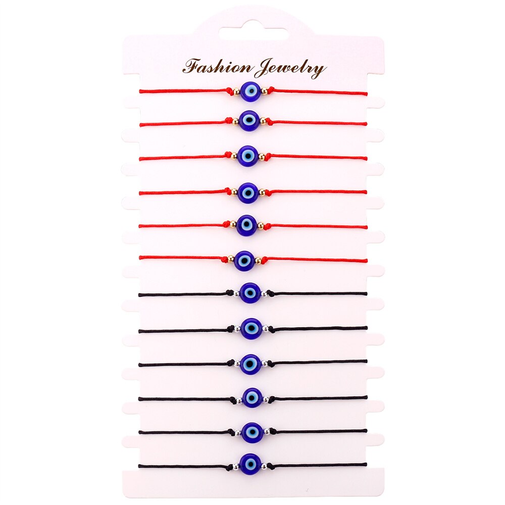 Classic Amulet Evil Nazar Eye Charm Bracelet Red Black String Rope Braided Friendship Bracelets for Women Statement Jewelry: B2804