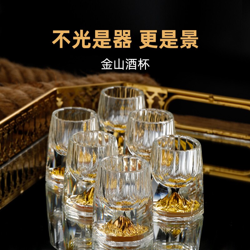 1-4 pezzi bicchieri di vetro di cristallo lamina d'oro per bicchiere di Vodka casa impostato di vino di fascia alta bicchiere da vino doppio bicchiere per sbarra da casa tazza di liquore