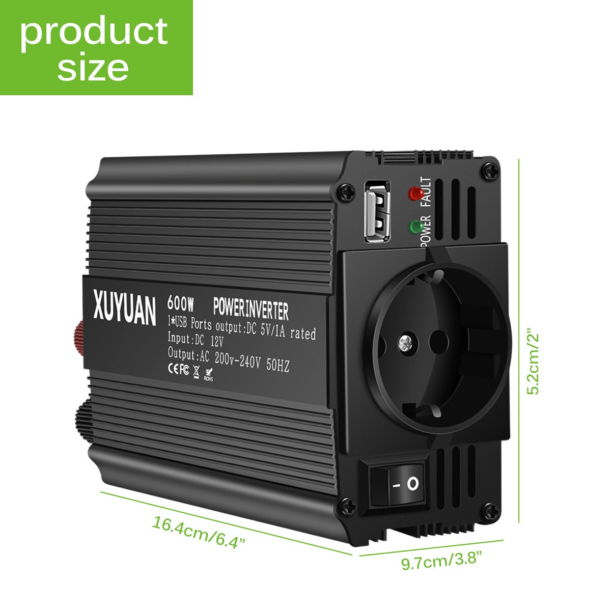 Onever AC 12V To 220V 600W Auto Car Power Converter Inverter Adapter Charger Power Converter EU Socket Car Inverter