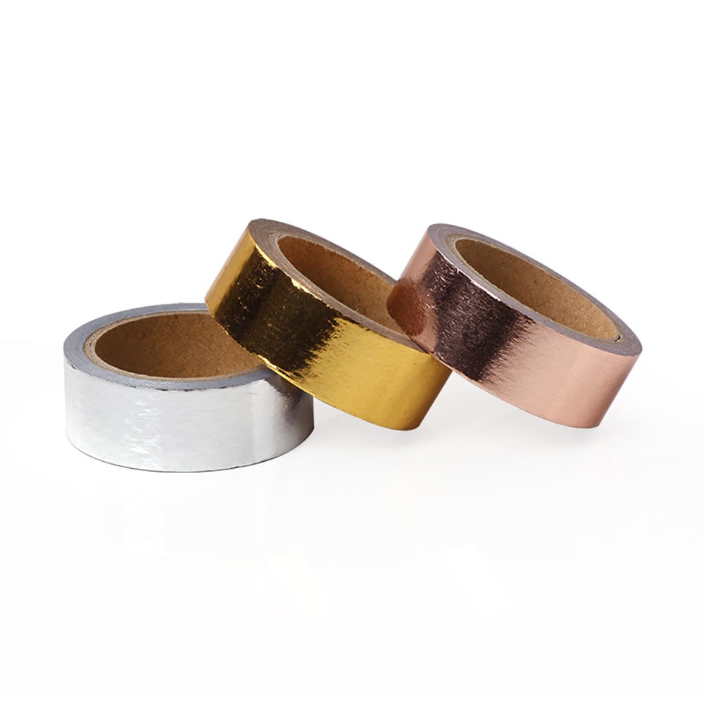 1PC Metallic Washi Tape Gold Silver Washi Masking Tape Collection DIY Scrapbooking Journaling Arts Crafts Tapes School Supplies