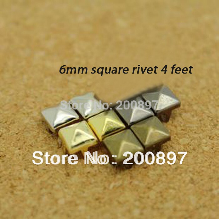 Piramide 6Mm Vierkante Metalen Spikes En Stud Klinknagels Punk Voor Bag Schoenen Armband 200 Stuks Veel