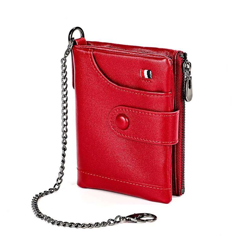 Genuine Leather Wallet Women Men Wallets RFID Card Vallet Short Purse Female Male Green Walet Portomonee Luxury Small Wallet Red