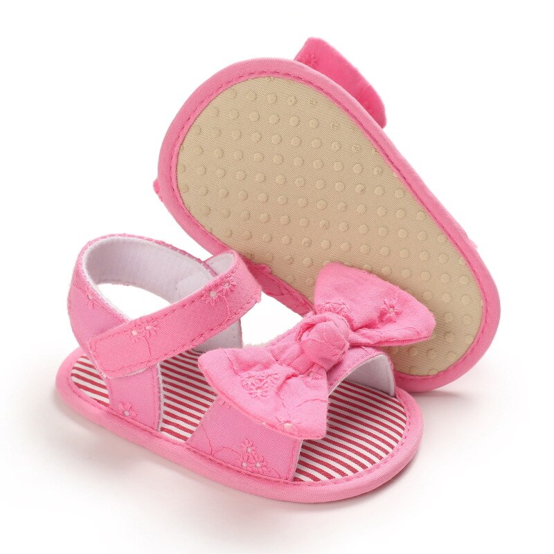 Kid Baby Sandalen Meisjes Zomer Effen Streep Boog Knoop Platte Met 0-18 Monthes Kinderen Leuke Mooie Strik Prinses schoenen