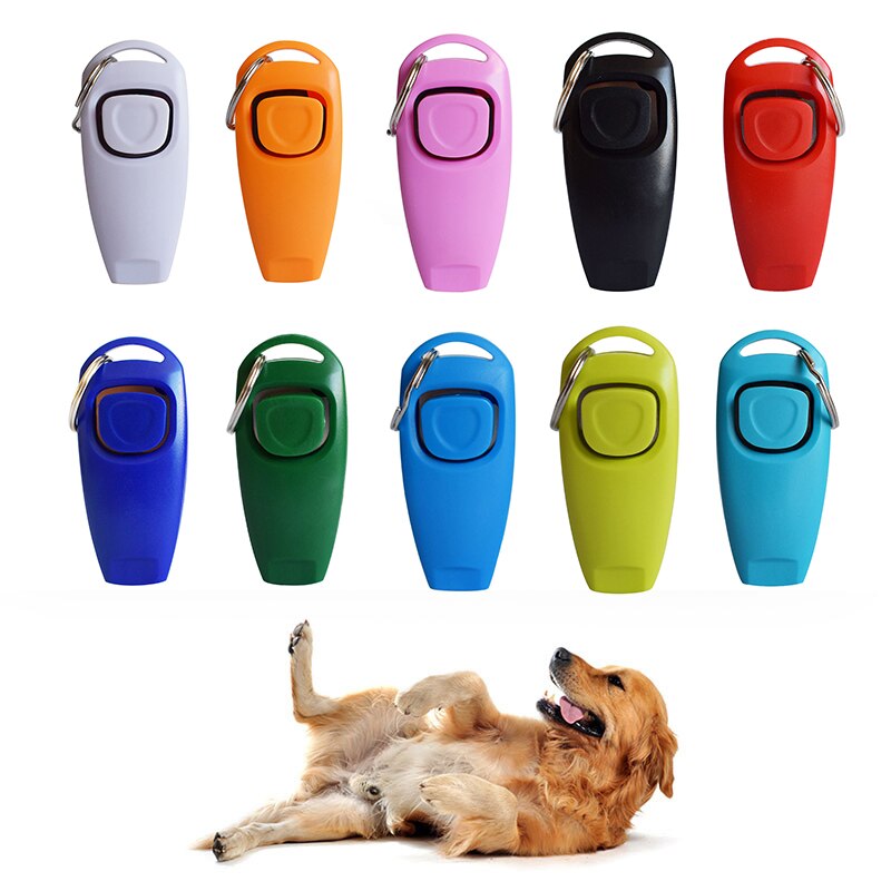 2 In 1 Pet Clicker Dog Training Whistle Answer Card Pet Dog Trainer Assistive Guide With Key Ring Dog Pet Supplies