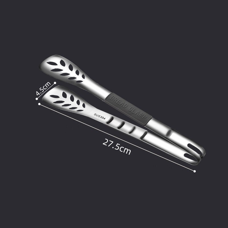Leaves Hollow Shape Food Tongs Steak Bread Meat Clip Stainless Steel Barbecue Clamp Home Cooking Tools Kitchen Accessories: Bright