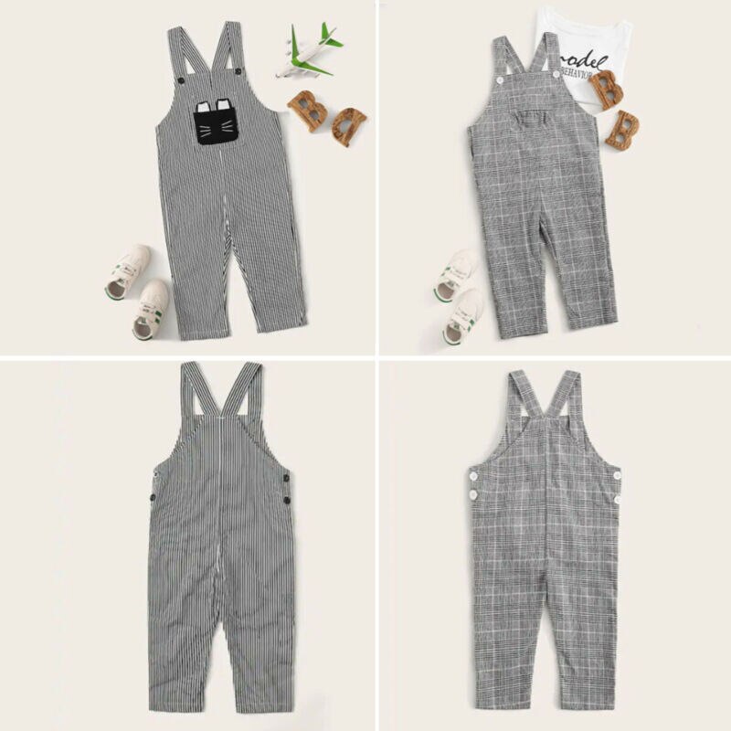 Neue Kinder Kinder Overalls Harem Hosen Jungen Mädchen Tasche Stricken Overalls Overalls Baby Kleidung Mädchen Insgesamt Plaid Striped 6M -3T