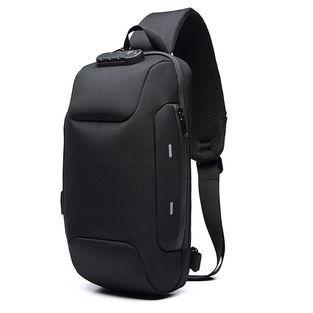 Anti Theft Sling Bag Shoulder Crossbody Waterproof Chest Bag with USB Charging Port Lightweight: Black