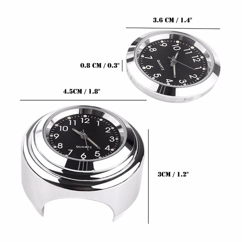 Motorfiets Quartz Klok 7/8 "Waterdicht Chrome Fietsstuur Mount Horloge Aluminium Lichtgevende Klok Universele Accessoires