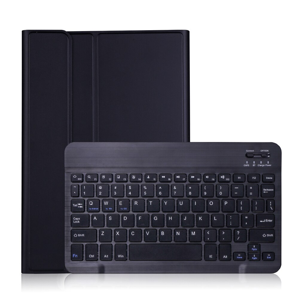 Voor Samsung Galaxy Tab S6 10.5 SM-T860 SM-T865 Wireless Bluetooth Keyboard Case Met Pen Houder Lederen Beschermhoes Tablet Cover: Black