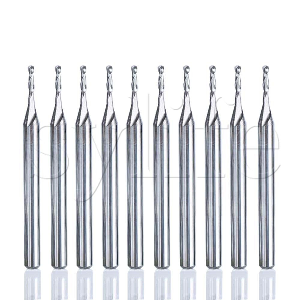 5 stk karbidkule nese cnc freser 4mm endefreser 1/8 &quot; skaft 1.0mm blad