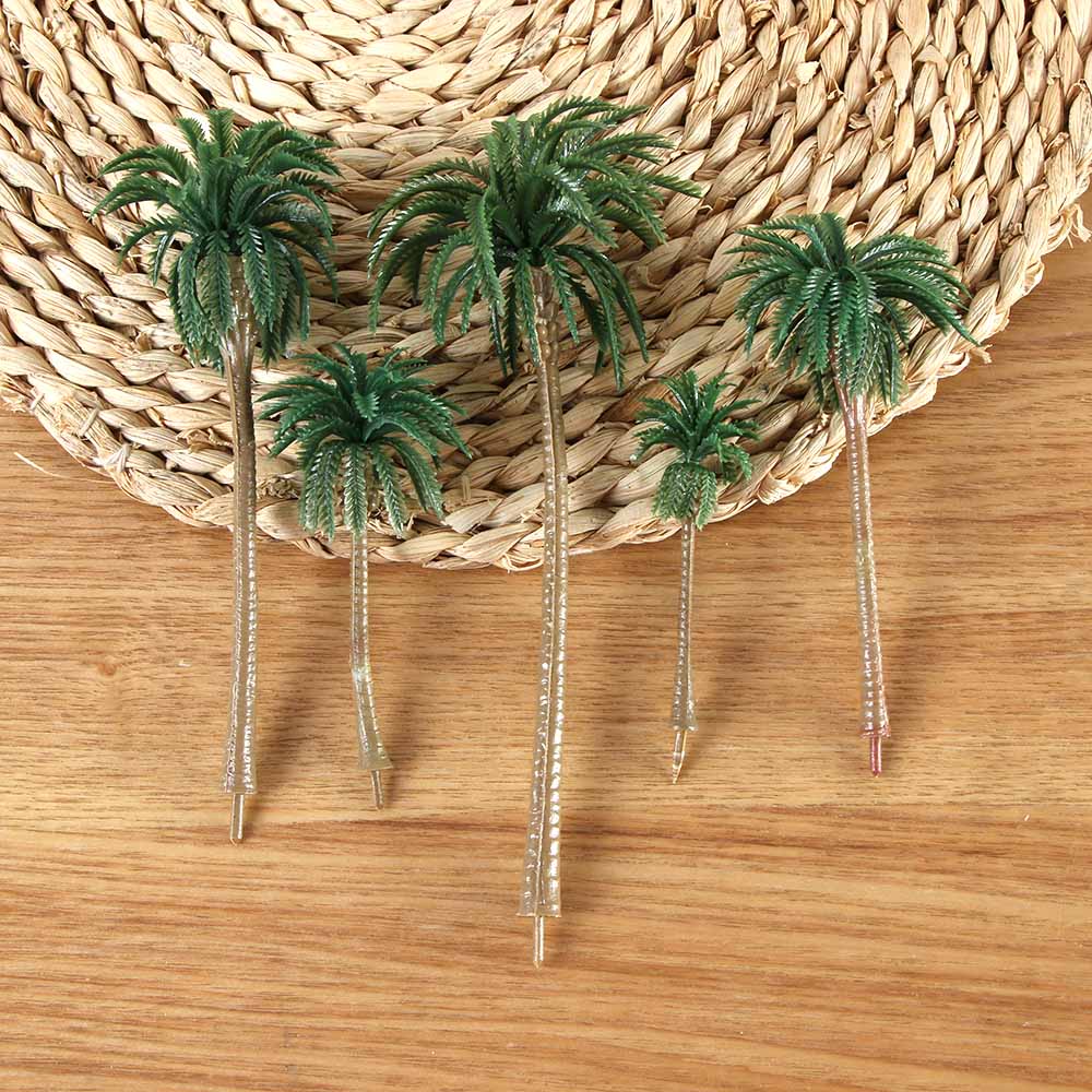 5 Pieces Model Trees Coconut Palm Tree Train Scenery Miniature Landscape Scenery Diorama Models Architecture Trees Garden Decor