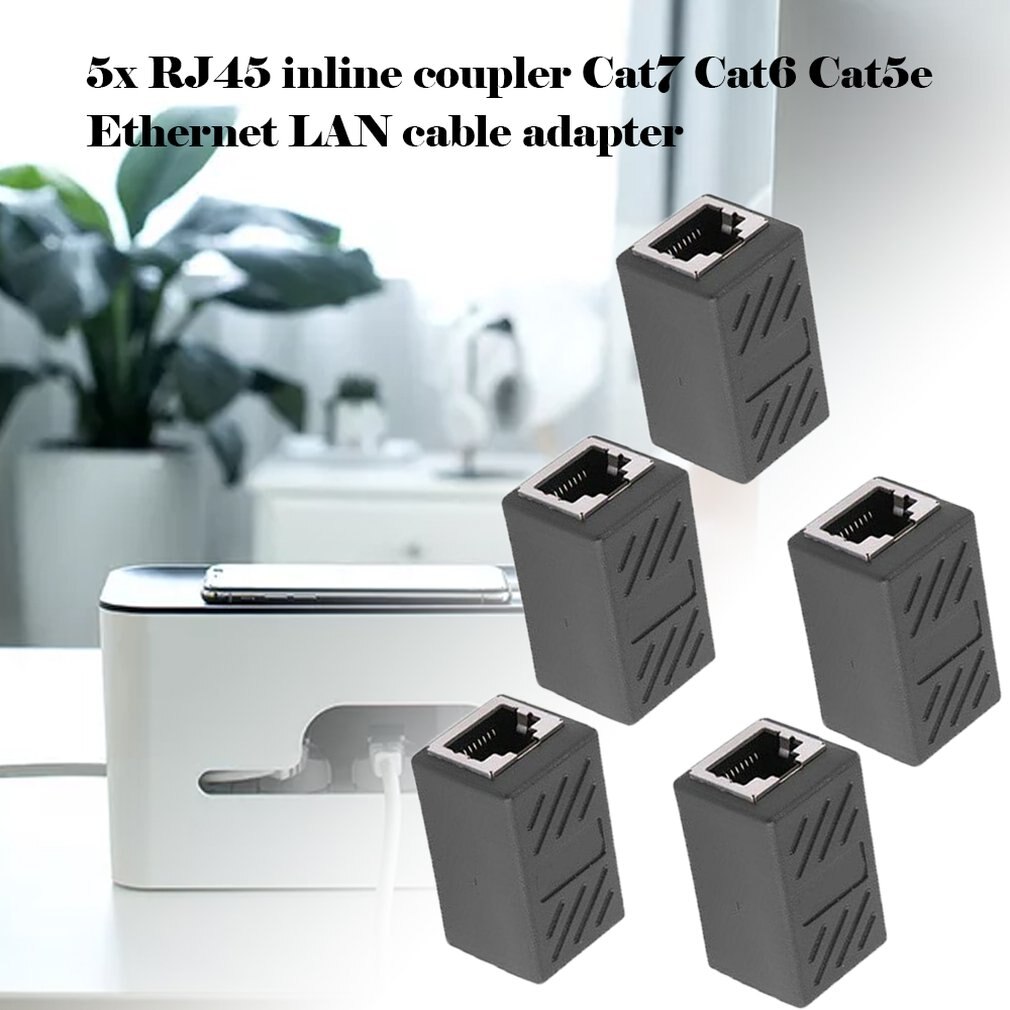 5x RJ45 Inline Coupler Cat7 Cat6 Cat5e Ethernet LAN Network Cable Adapter Patch Cord Adapter Converter