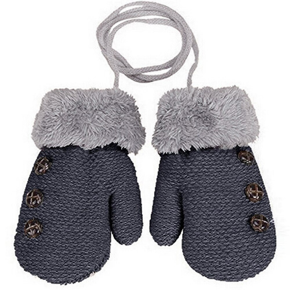 nouveaux enfants moufles hiver laine bébé tricoté gants enfants corde bébé moufles pour enfants 1-3 ans