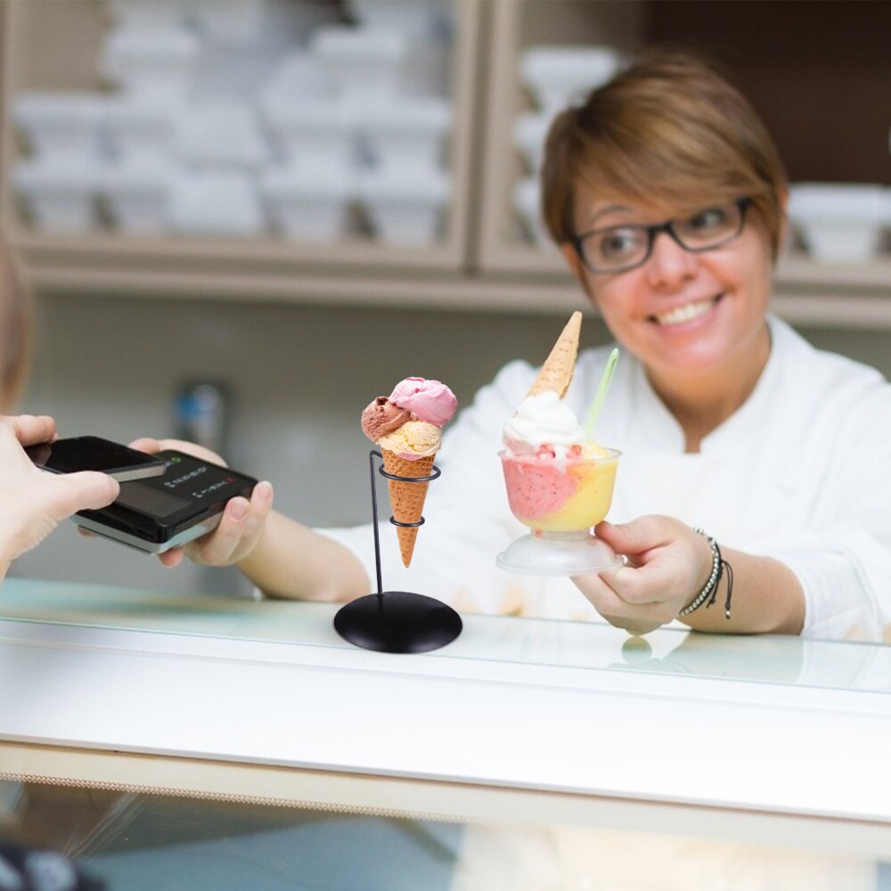 1Pc Practical Ice-cream Cone Shelf Iron Art Ice-cream Display Bracket for Party