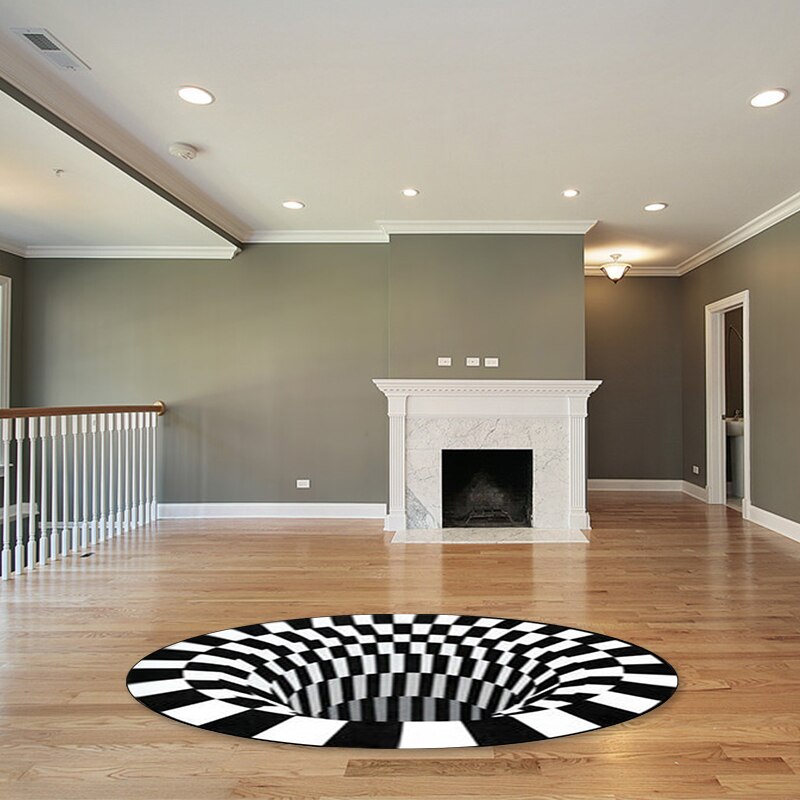 3D Vortex Visual Illusion Rug Swirl Print Optical Illusion Areas Rug Carpet Floor Pad Non-slip Doormat Blanket For Home Decor