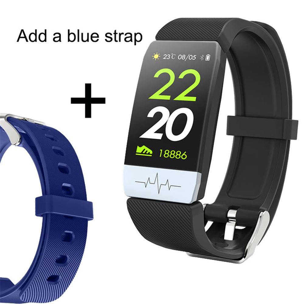 Fitness Tracker Smart Watch ECG PPG Smart Band Blood Pressure Waterproof Heart Rate Monitor Smart Bracelet Men Women Pedometer: Q1S add blue strap