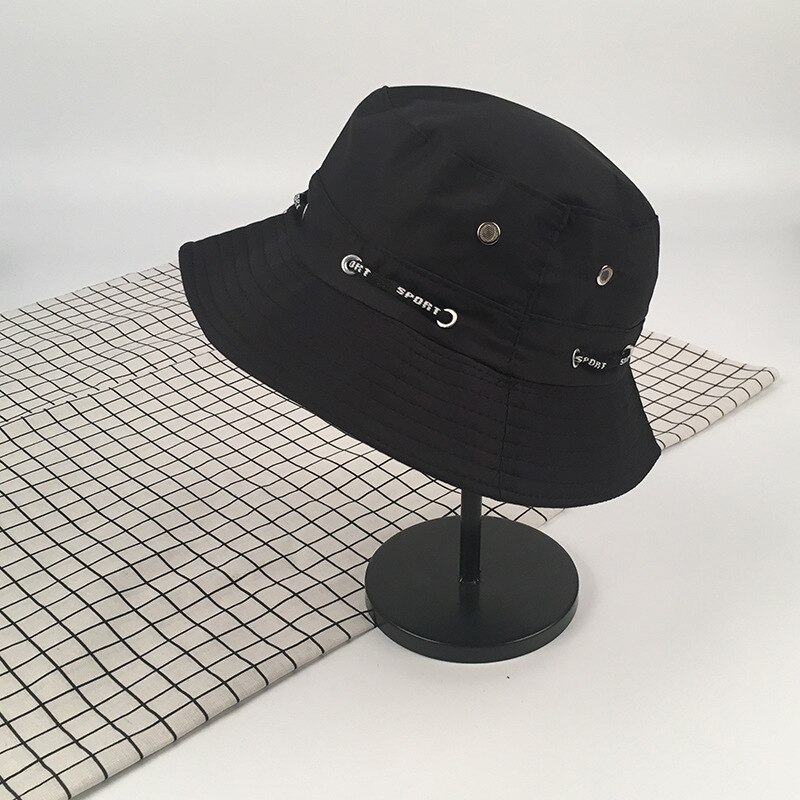 Fisherman Hat Female Spring and Summer Sun Protection UV Bucket Hat Wild Face-lift Drawstring Sun Hat Outside Sport Bucket Hat: black
