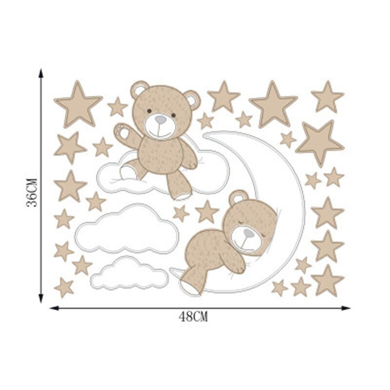 Leuke Maan Sterren Beer Muurstickers Voor Kids Babykamer Home Nursery Art Decoratieve Sticker Kinderen Slaapkamer Decals Muurschilderingen Muraux: green