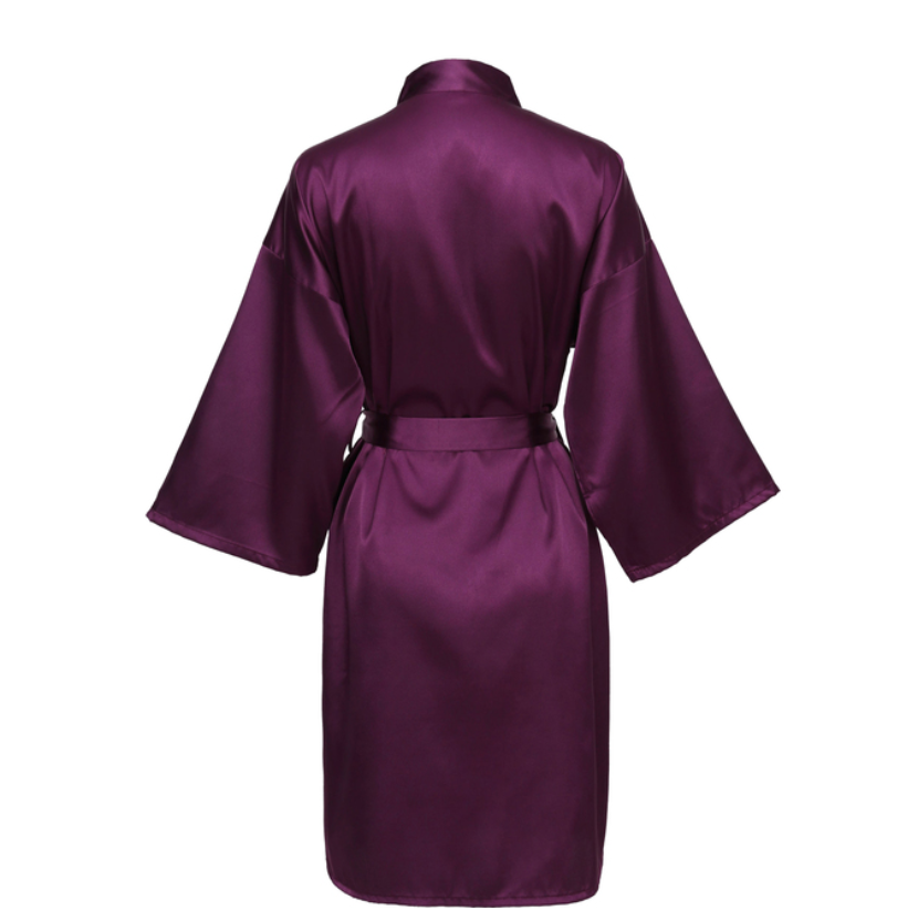 Bata de novia para equipo de de boda con letras negras, pijama de satén tipo kimono, albornoz de dama de honor SP2000