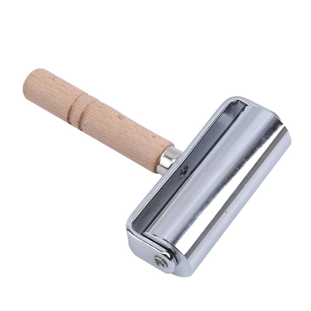 Varios tamaños hechos a mano mango de madera acero al carbono rodillo para manualidades rodillo de cuero accesorios de herramientas de artesanía de cuero