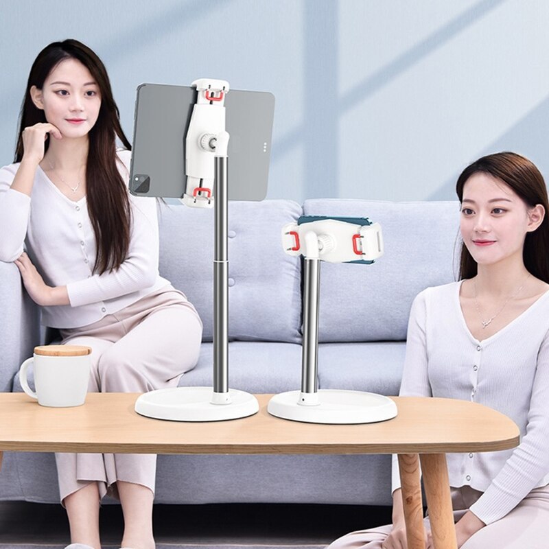 Round base floor stand for ipad iphone 4-12,9 inch adjustable tablet holder for mobile phones pad  n0pb