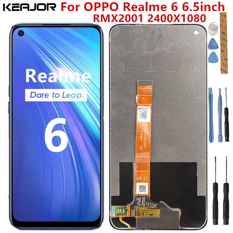 Écran tactile Lcd de remplacement avec cadre central, 6.5 pouces, pour Oppo Realme 6 RMX2001