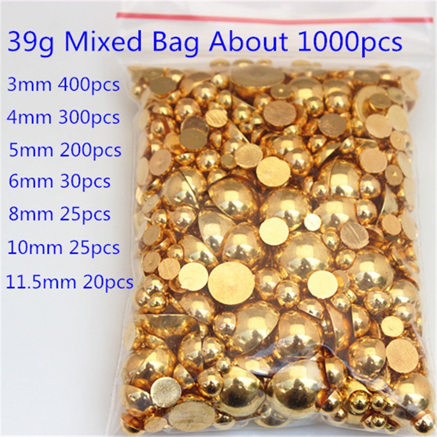 Micui Goud Kleur Ronde Rhinestone Applicaties Plaksteen Acryl Strass Niet HotFix Crystal Stenen 3D Nail Art Voor DIY Ambachten MC94