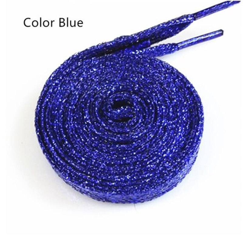 Cordones brillantes para zapatos, color dorado y plateado, 110cm, 1 par: Azul