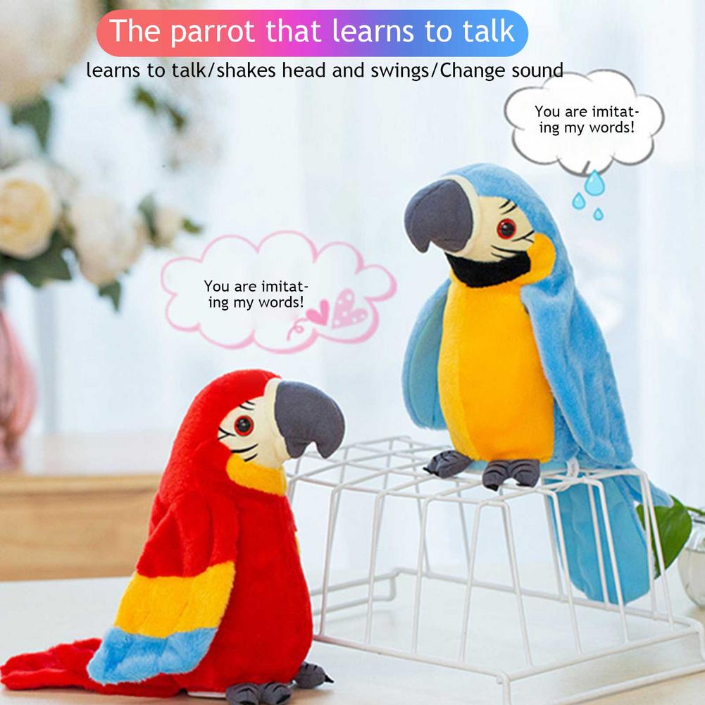 Praten Papegaai Knuffel Herhaalt Wat Je Zeggen Knuffels Leren Tong Papegaai Flap Vleugels Elektrische Pluchen Speelgoed Herhaal Vogel pop