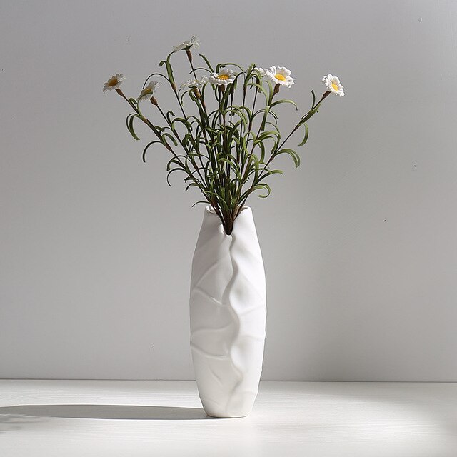 Keramische Gedroogde Bloem Vaas Witte Bloem Vaas Geplaatst Moderne Witte Tafel Vazen Woonkamer Home Decoratie Ornamenten Vazen: as picture21x4.6cm
