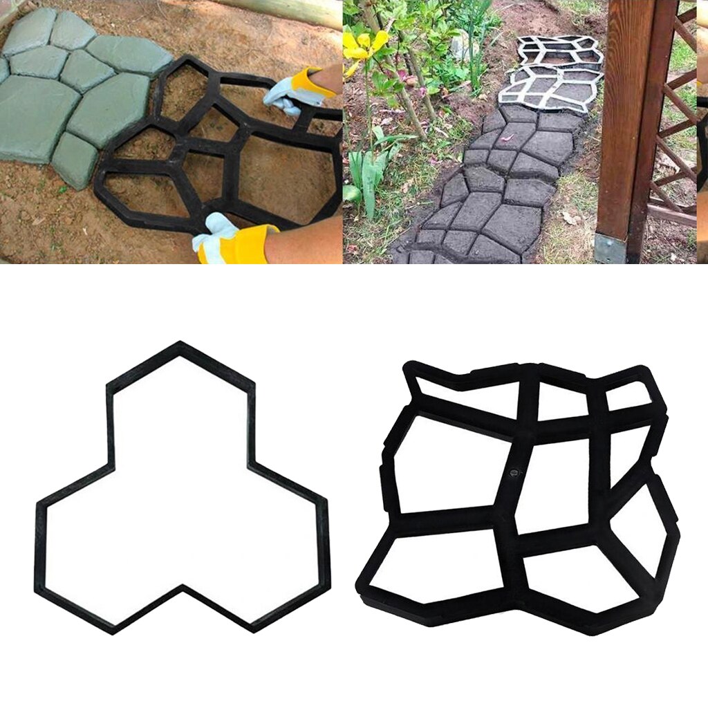 2 Pieces Garden Pathway Stepping Stones Mold Paving Driveway Mould Making
