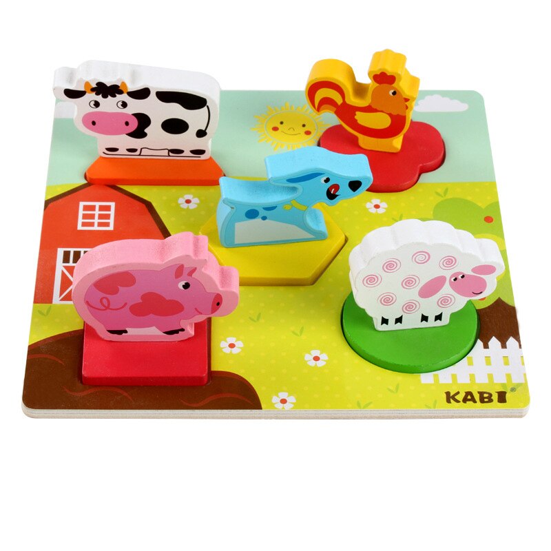 3D Wooden Animal Traffic Puzzle - Hand Grasp Board - Educational Toy for Toddlers Boys Girls: Green