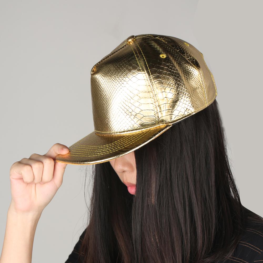 Gorra de béisbol dorada de Pu de cuero Hip Hop gorra ajustada para hombres mujeres gorras de sombrero Snapback Evrfelan hueso masculino