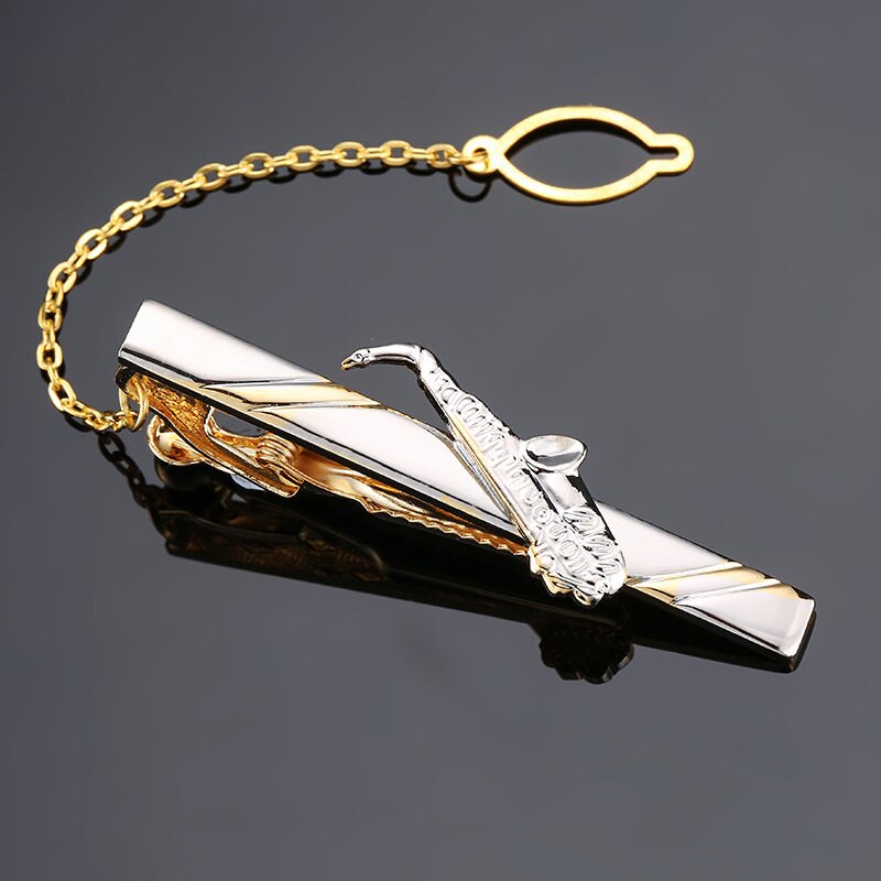 music Saxophone tie clip jewelry men&#39;s wedding business shirt suit tie badge pin ,