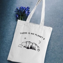 There Is No Planet B Canvas Tote Shoulder Bag Shopping Bags for Women Double Strap Casual Handbag Girls' School Books Bag