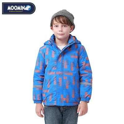 Moomin waterdichte kinderwinterjas, warme blauwe sneeuwpak, rits, capuchon, actieve jongenswinterjas, oxford katoenen vulling: Blauw / 6t