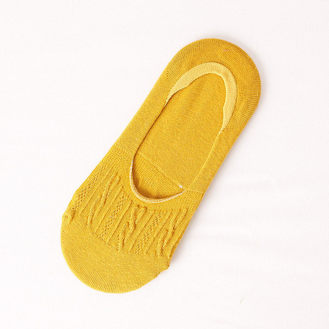 Women Socks Lady Casual Breathable Ankle Boat Socks Girls Invisible Non-slip Cotton Socks Women Low Cut Socks: Yellow