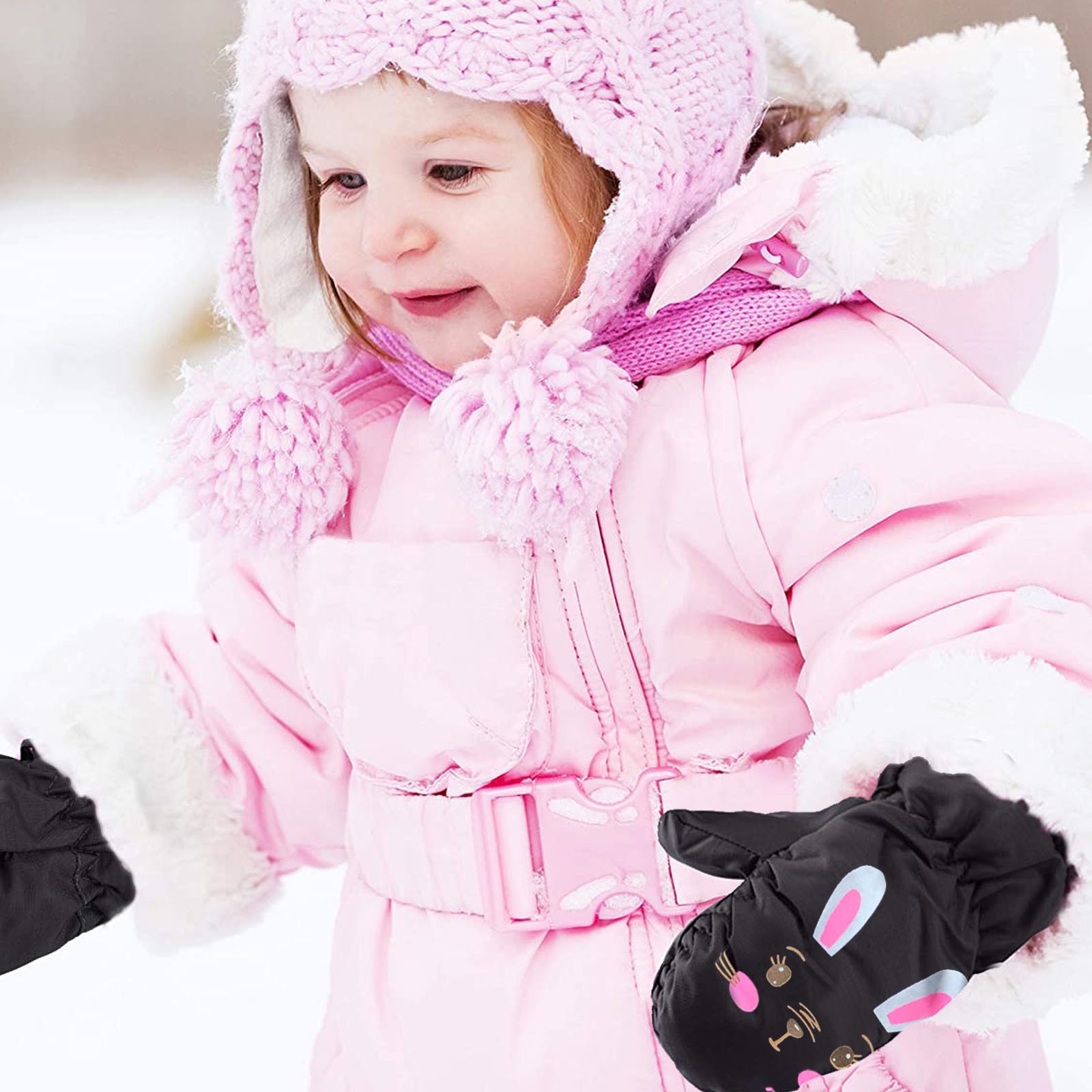 Orecchie da coniglio guanti 1 pz bambino bambini neonati ragazze guanti da sci guanti da neve caldi impermeabili guanti caldi per bambini gant enfant fille